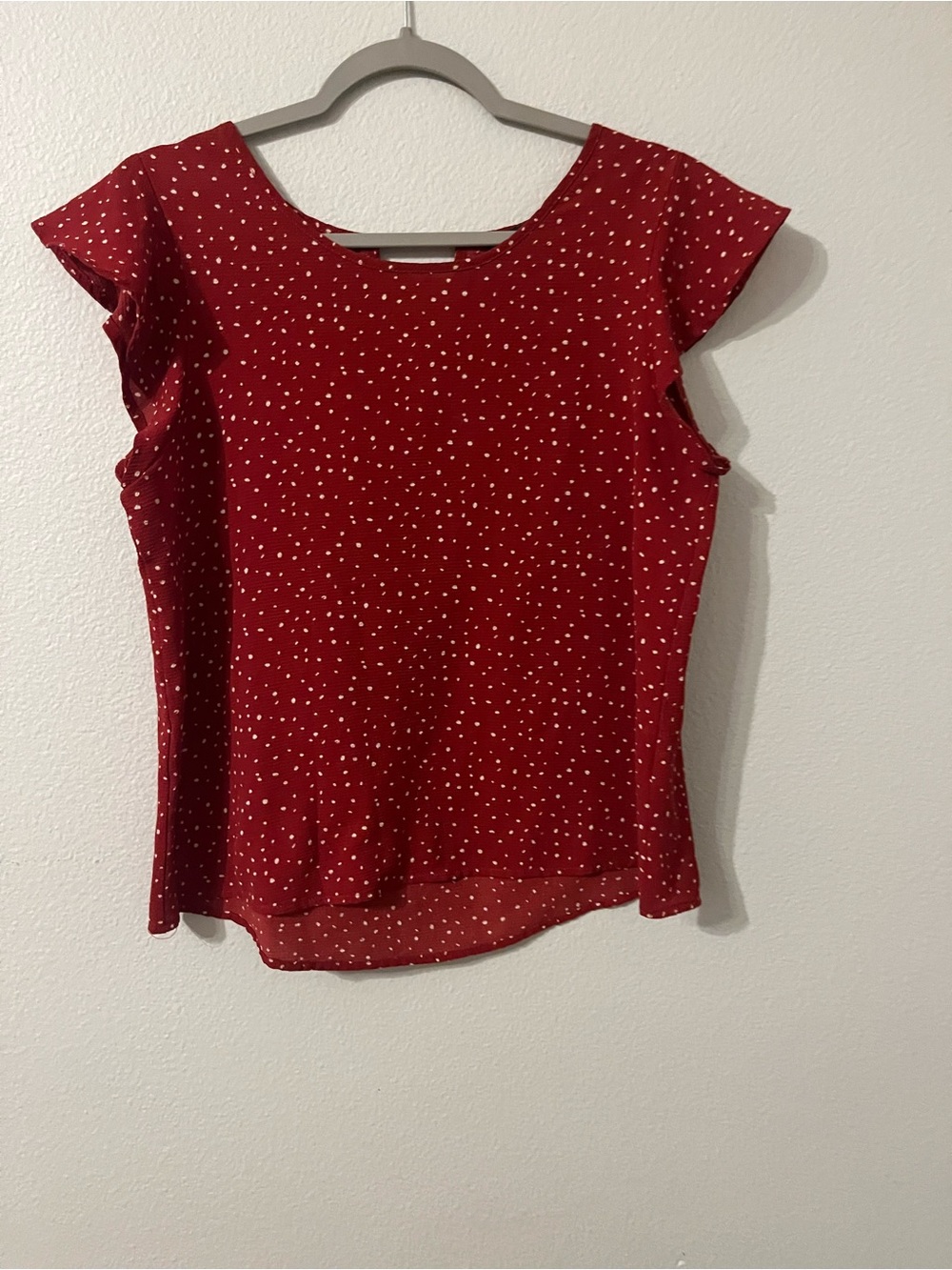 Papermoon Red Polka Dot Flutter Sleeve Blouse
